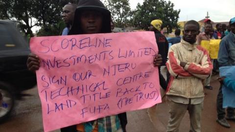Protests were held outside the Uganda FA building