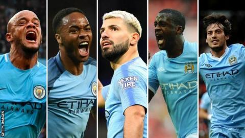 Vincent Kompany Raheem Sterling, Sergio Aguero, Yaya Toure, David Siva