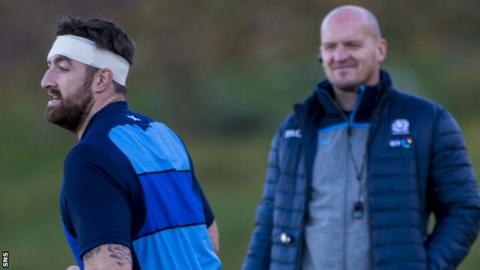 Gary Graham and Gregor Townsend at Scotland training