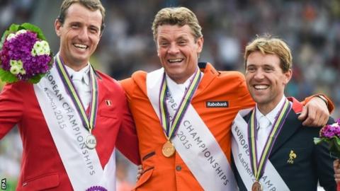 Jeroen Dubbeldam (centre) won the European individual