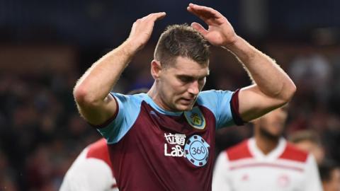 Sam Vokes reacts after missing a chance against Olympiakos