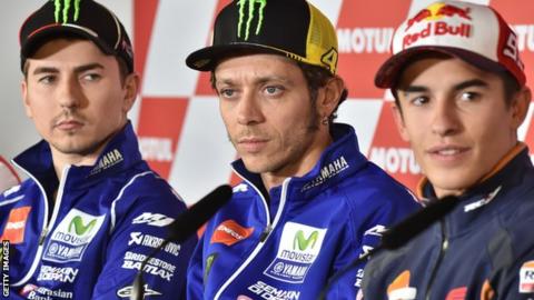 Jorge Lorenzo, Valentino Rossi and Marc Marquez