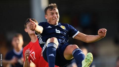 Ryan Porteous in action for Scotland U21s v England at the Toulon Tournament