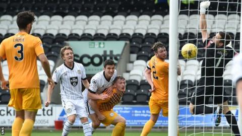 John Sutton scores for St Mirren with seven minutes of normal time to go
