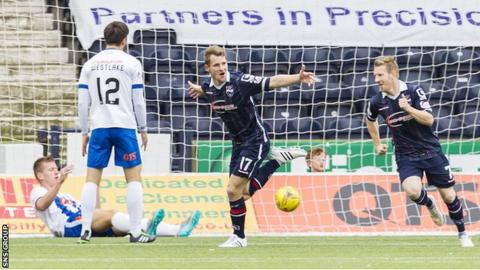Jonathan Franks celebrates his debut goal for Ross County