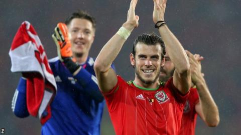 Wales celebrate after beating Belgium