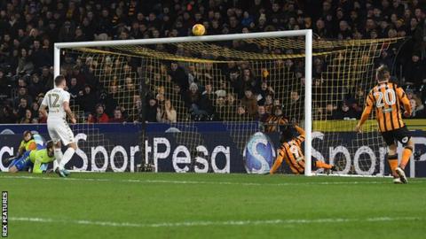Nouha Dicko of Hull City sends the ball over the crossbar from close range