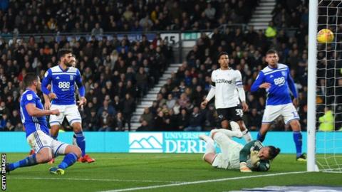 Derby score a second goal against Birmingham