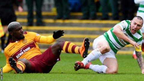 Cedric Kipre was sent off after reacting to a shove from Celtic captain Scott Brown