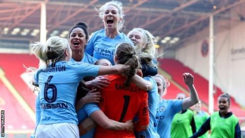Manchester City celebrate victory over Arsenal