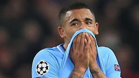 Manchester City's Gabriel Jesus reacts to defeat by Liverpool