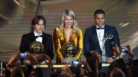 Luka Modric, Ada Hegerberg and Kylian Mbappe