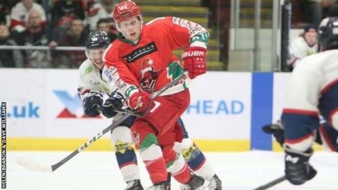 Cardiff Devil Matt Pope battles for the puck