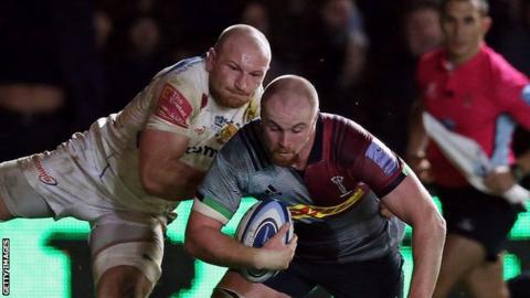 James Chisholm scores try for Harlequins