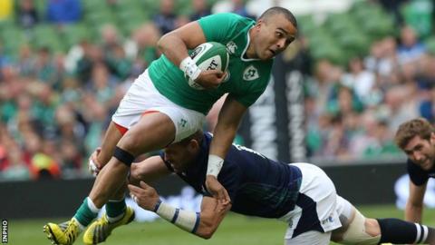 Simon Zebo scored one of Ireland's four tries against Scotland