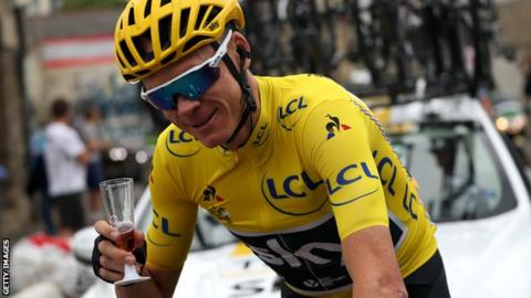 Chris Froome celebrates winning the 2017 Tour de France