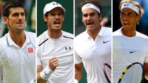 International men's tennis players Novak Djokovic, Andy Murray, Roger Federer and Rafael Nadal