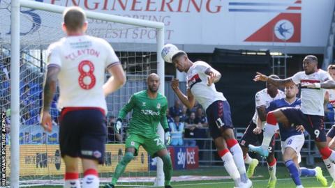 Ashley Fletcher of Middlesbrough heads the ball into his own net from a corner