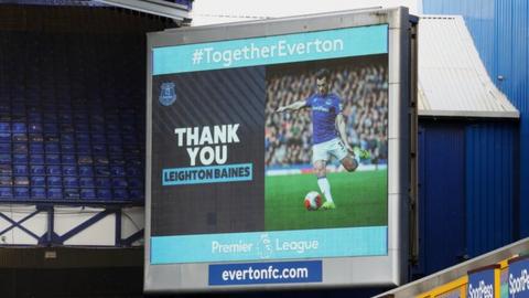 Everton put up a message to Leighton Baines during the game against Bournemouth
