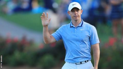 Rory McIlroy waves to the crowd during round two of the Players Championship at Sawgrass