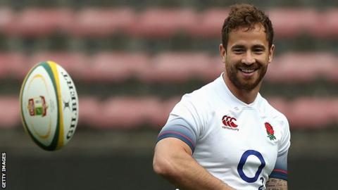 Danny Cipriani smiles during England training