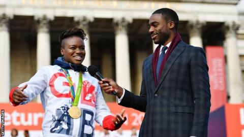 Ore Oduba interviews Nicola Adams in 2016 after the Olympics