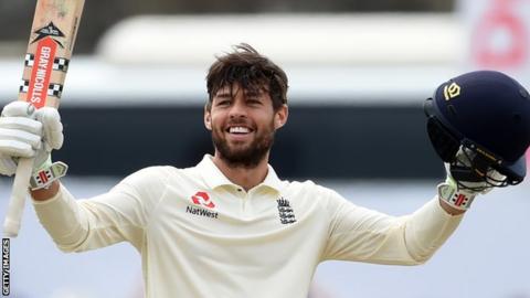 Ben Foakes celebrates scoring his maiden Test century for England