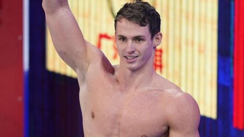 Ben Proud at the ceremony for his gold medal