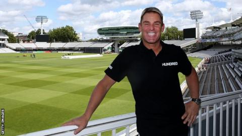 Former Australia spinner Shane Warne poses at Lord's after being announced as coach of The Hundred franchise based there