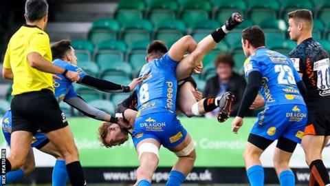 Taine Basham's 18th-minute spear tackle on Gareth Simpson earned him a straight red card from Italian referee Marius Mitrea