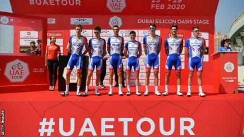 Groupama-FDJ before the first stage of the UAE Tour