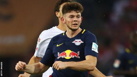 Oliver Burke in action for Leipzig against Koln