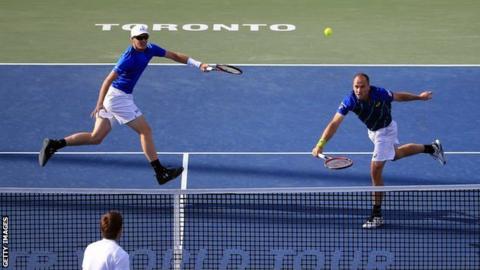 Jamie Murray (top left) and Bruno Soares in Toronto