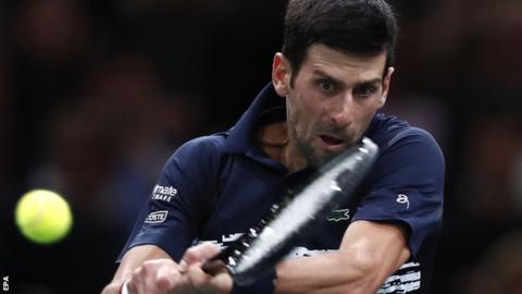 Novak Djokovic against Grigor Dimitrov in the Paris Masters