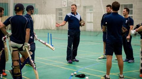 Scotland coach Grant Bradburn takes training