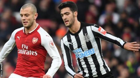 Mikel Merino (right) in action for Newcastle