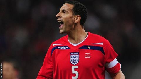 England defender Rio Ferdinand during an international friendly against France in 2008