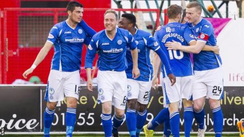 St Johnstone players celebrate