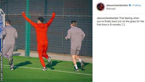Alex-Oxlade Chamberlain posted a message on Instagram as he stepped up his recovery