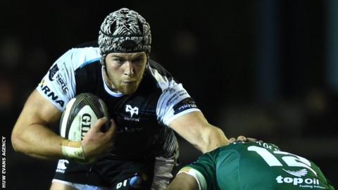 Dan Lydiate attacks for Ospreys