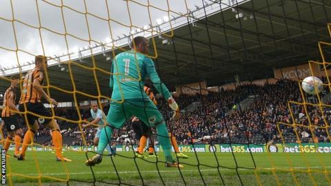 James Vaughan's header beats Hull City goalkeeper Allan McGregor