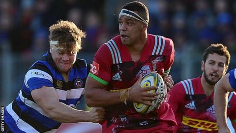 Harlequins' Ben Glynn carries the ball against Bath