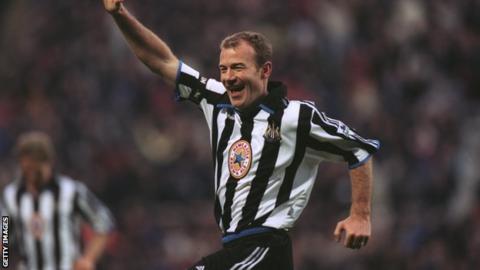 Alan Shearer celebrating at Newcastle