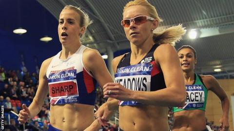 Lynsey Sharp (left) runs in Sheffield