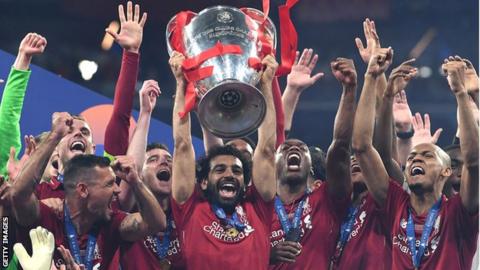 Liverpool lift the Champions League trophy