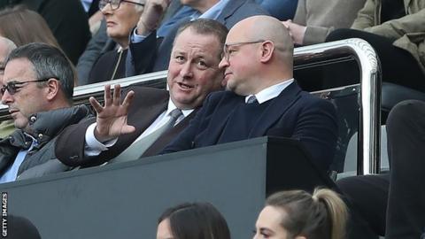 Newcastle United owner Mike Ashley (centre left) and managing director Lee Charnley (centre right)