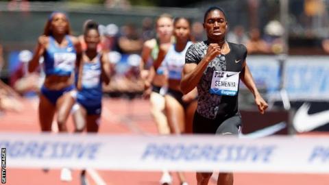 Caster Semenya competing in the Prefontaine Classic