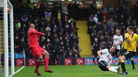 Harry Kane scores against Watford