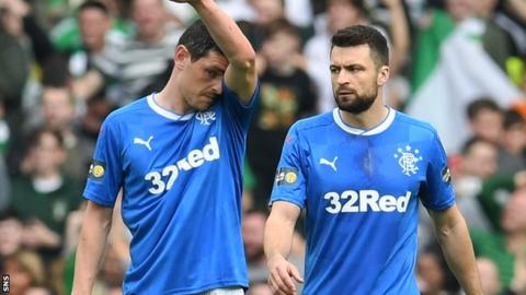 Rangers duo Graham Dorrans and Russell Martin look dejected