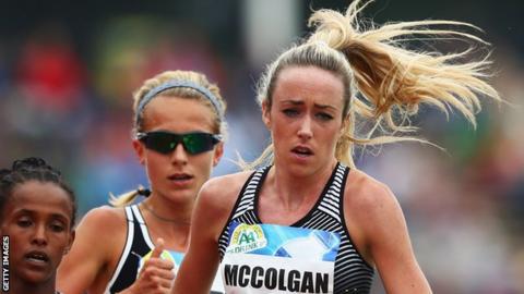 Eilish McColgan (right) competes in the 5000m in FBK Games in Hengelo, Netherlands on 22 May
